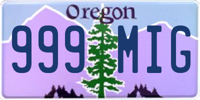 OR license plate 999MIG