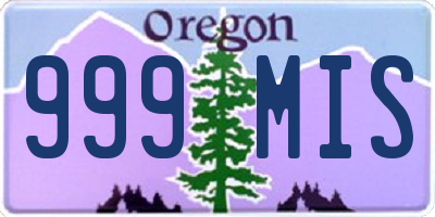 OR license plate 999MIS