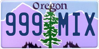 OR license plate 999MIX