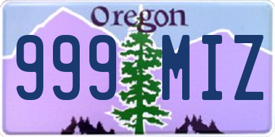 OR license plate 999MIZ