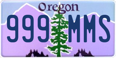 OR license plate 999MMS