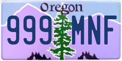 OR license plate 999MNF