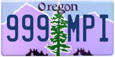 OR license plate 999MPI