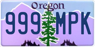 OR license plate 999MPK