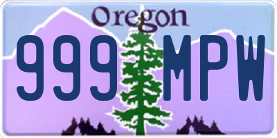 OR license plate 999MPW