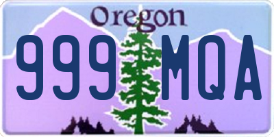OR license plate 999MQA