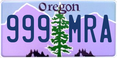 OR license plate 999MRA