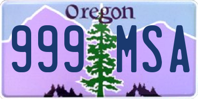 OR license plate 999MSA