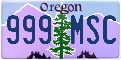 OR license plate 999MSC