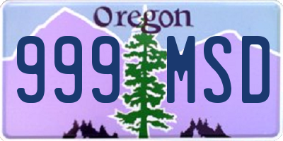 OR license plate 999MSD
