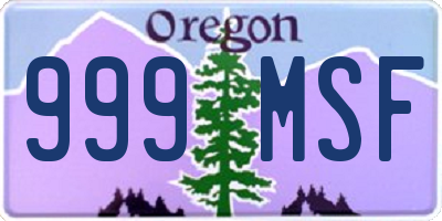 OR license plate 999MSF