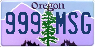 OR license plate 999MSG