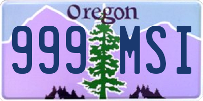 OR license plate 999MSI