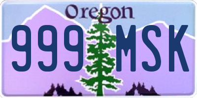 OR license plate 999MSK