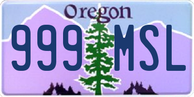 OR license plate 999MSL