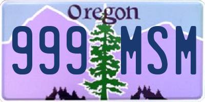 OR license plate 999MSM