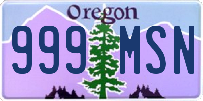 OR license plate 999MSN