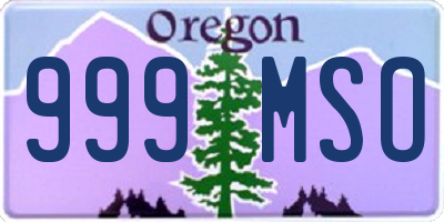 OR license plate 999MSO