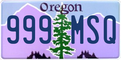 OR license plate 999MSQ