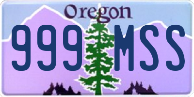 OR license plate 999MSS