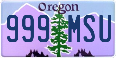 OR license plate 999MSU