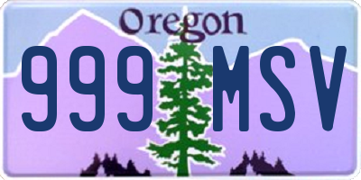 OR license plate 999MSV