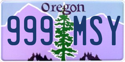 OR license plate 999MSY