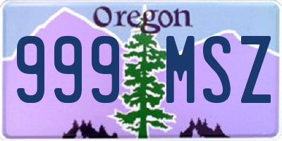 OR license plate 999MSZ