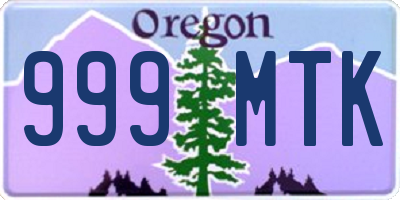 OR license plate 999MTK