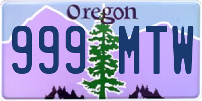 OR license plate 999MTW