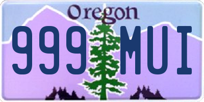 OR license plate 999MUI