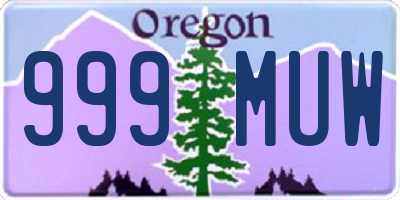 OR license plate 999MUW