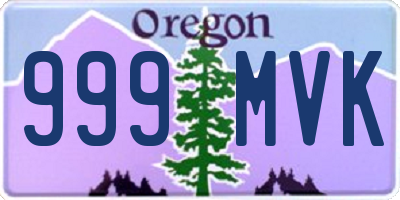 OR license plate 999MVK