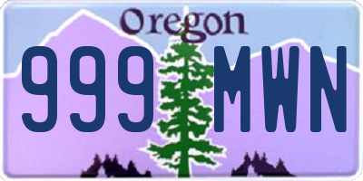 OR license plate 999MWN