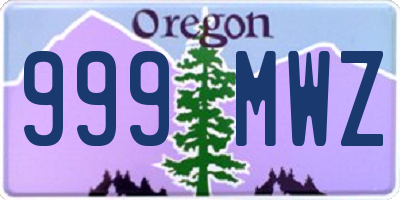 OR license plate 999MWZ