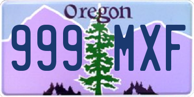 OR license plate 999MXF