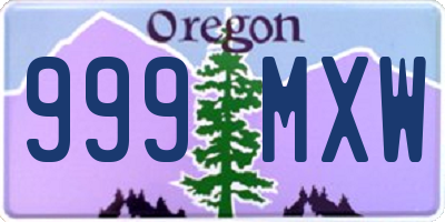 OR license plate 999MXW