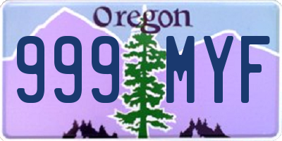 OR license plate 999MYF