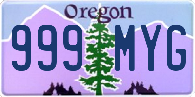 OR license plate 999MYG