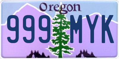 OR license plate 999MYK