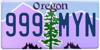 OR license plate 999MYN