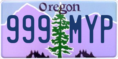 OR license plate 999MYP