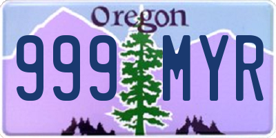 OR license plate 999MYR