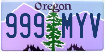 OR license plate 999MYV