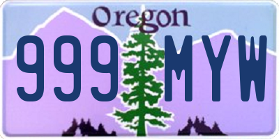 OR license plate 999MYW