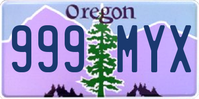 OR license plate 999MYX