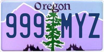 OR license plate 999MYZ