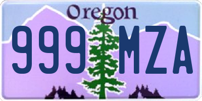 OR license plate 999MZA