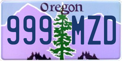 OR license plate 999MZD