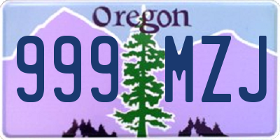 OR license plate 999MZJ